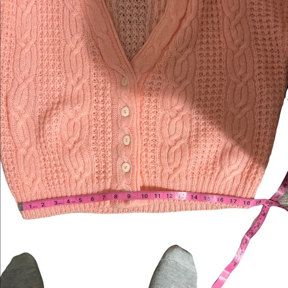 Vintage V-Neck Buttoned Cardigan Pink - Picture 7 of 11